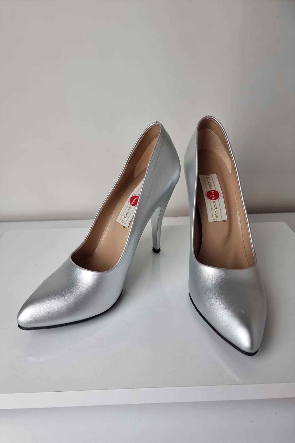 1140 Kadın Stiletto Topuklu Ayakkabı Gümüş