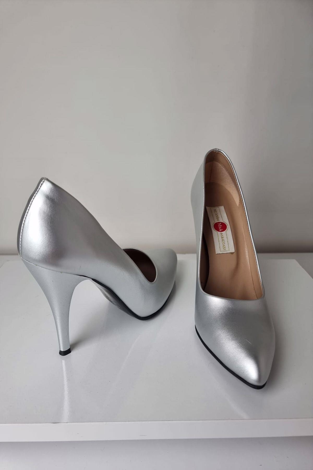 1140 Kadın Stiletto Topuklu Ayakkabı Gümüş