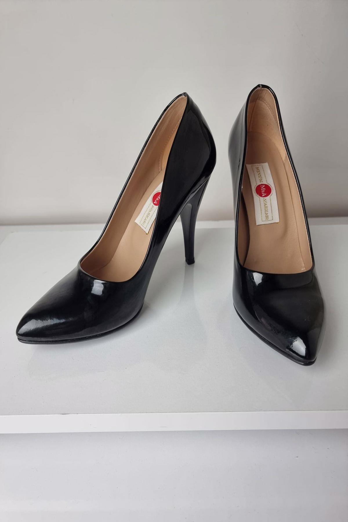1140 Kadın Stiletto Topuklu Ayakkabı Siyah Rugan