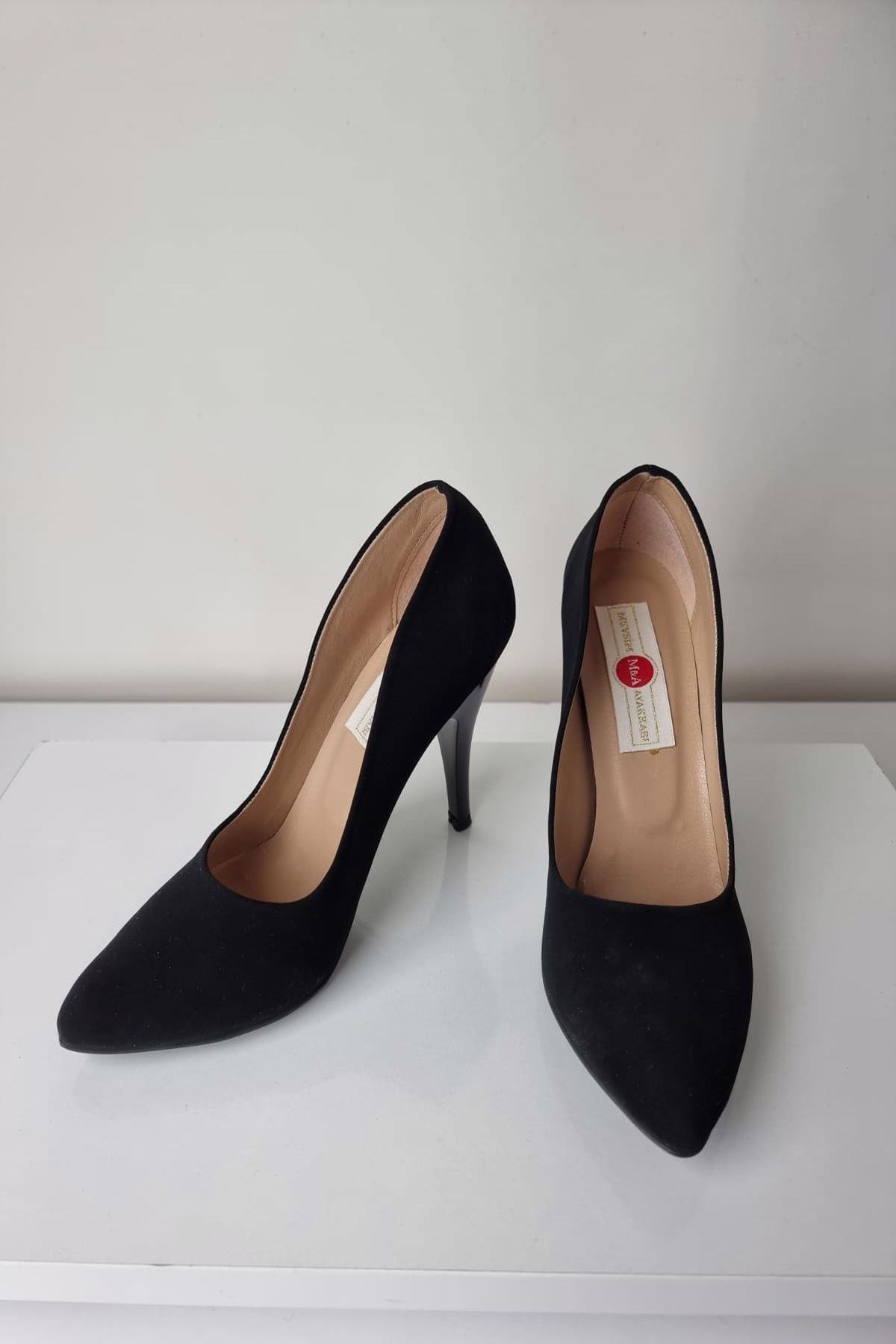 1140 Kadın Stiletto Topuklu Ayakkabı Siyah Nubuk