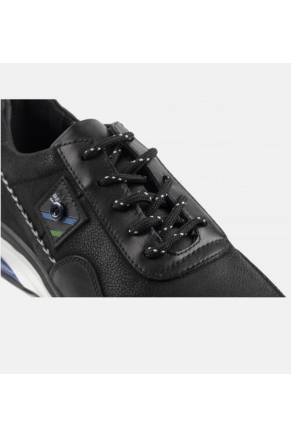 12506 Comfort Taban Deri Erkek Sneaker Ayakkabı Siyah