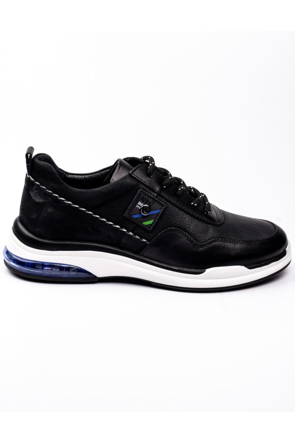 12506 Comfort Taban Deri Erkek Sneaker Ayakkabı Siyah