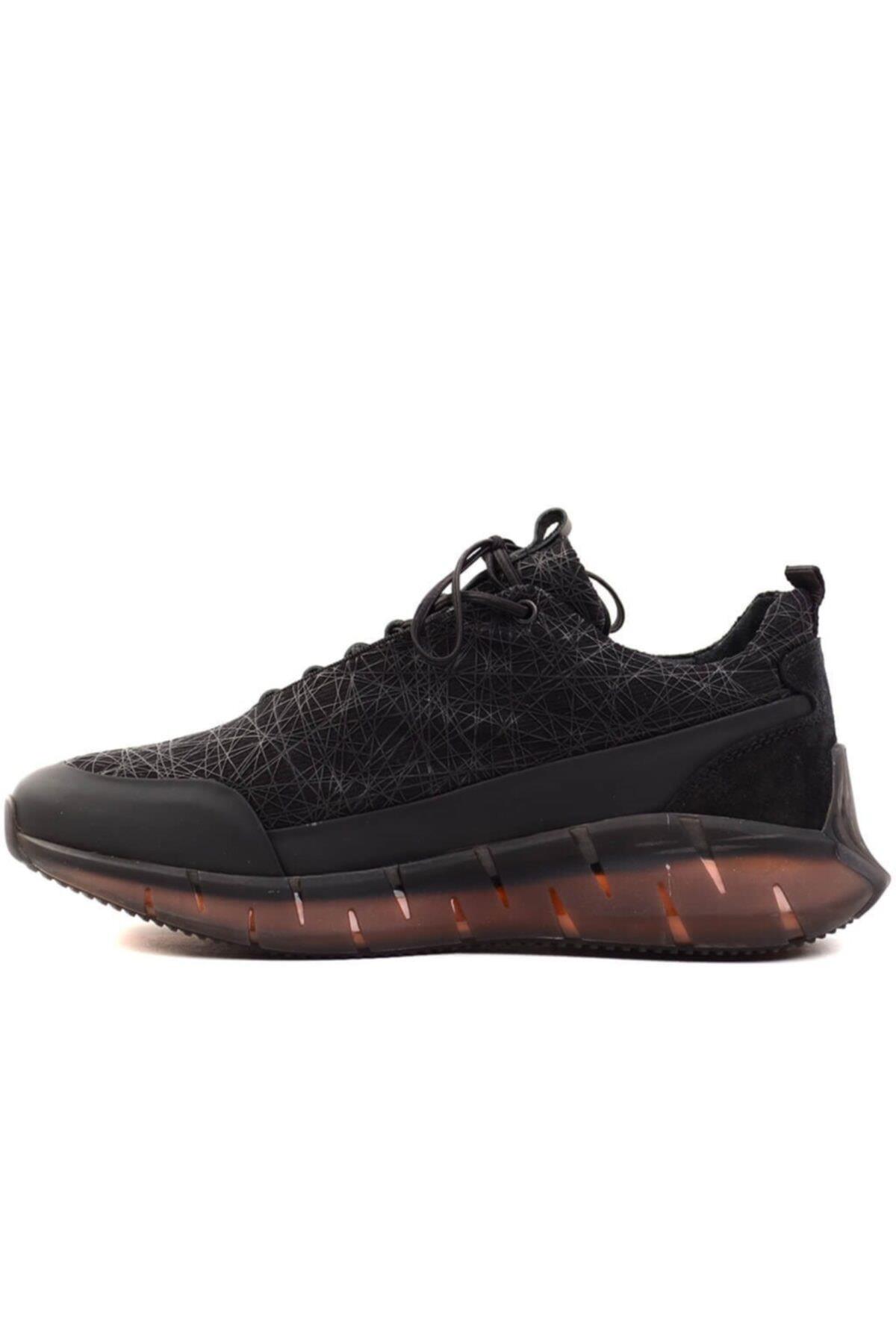 12548 Süet Detaylı Hakiki Deri Sneaker Siyah