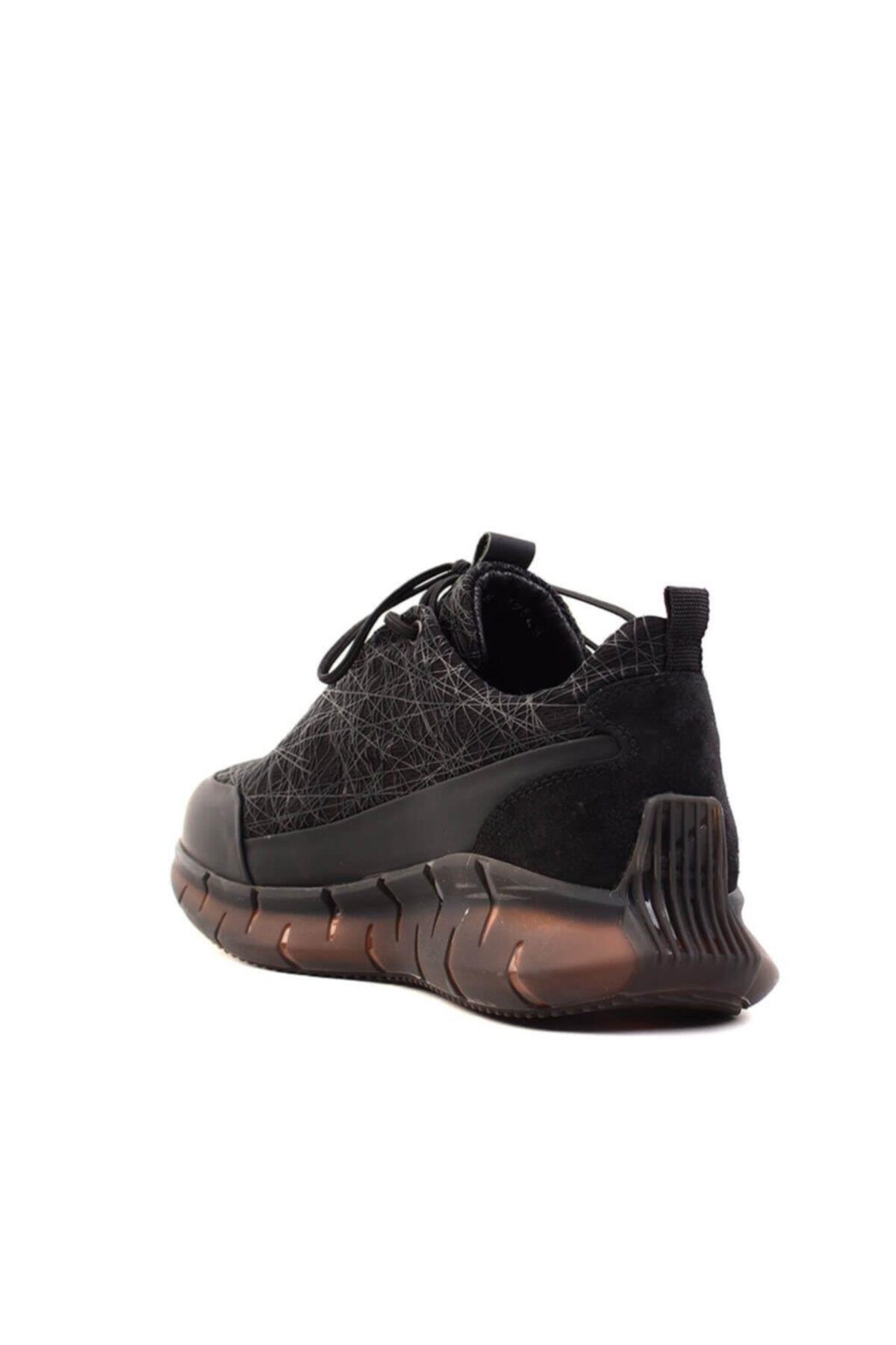 12548 Süet Detaylı Hakiki Deri Sneaker Siyah
