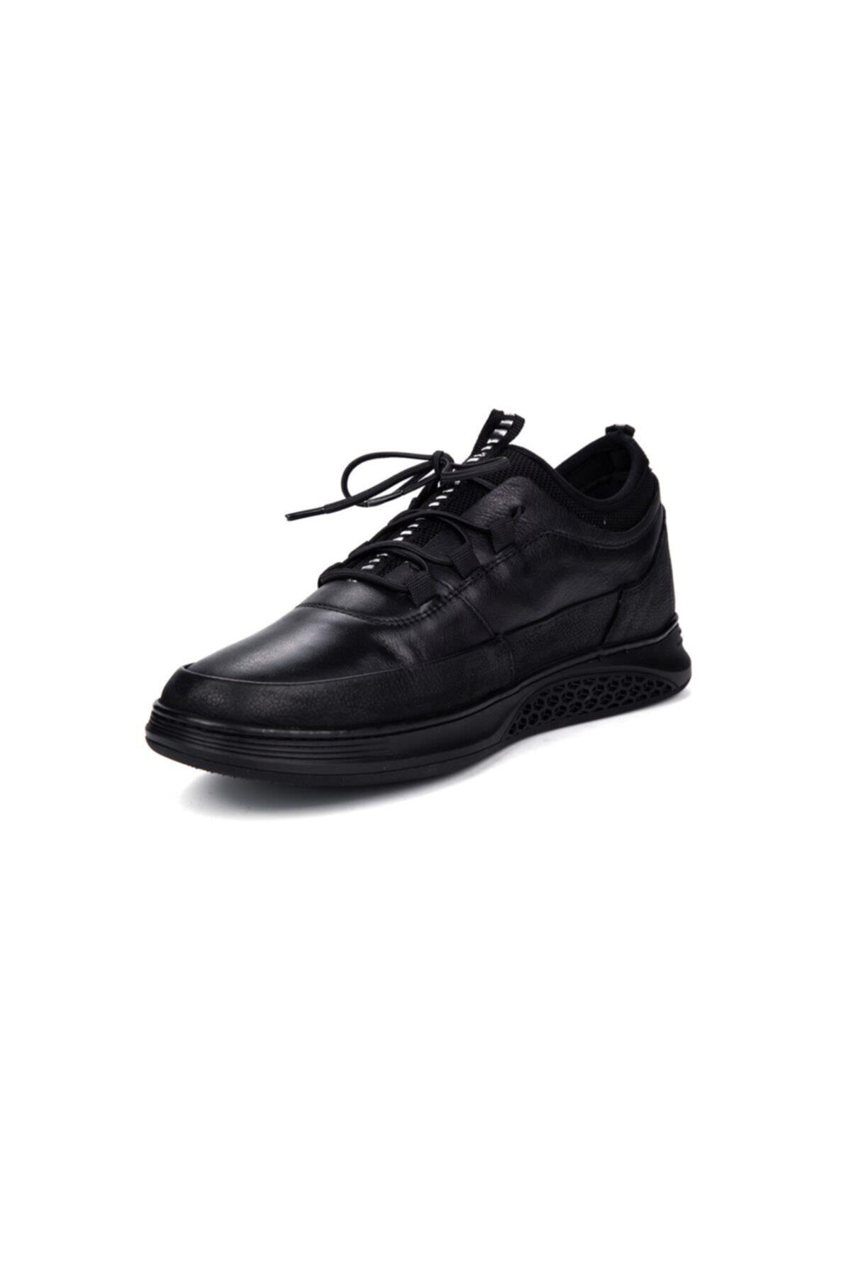 12580 Hakiki Deri Erkek Günlük Sneaker Ayakkabı Siyah