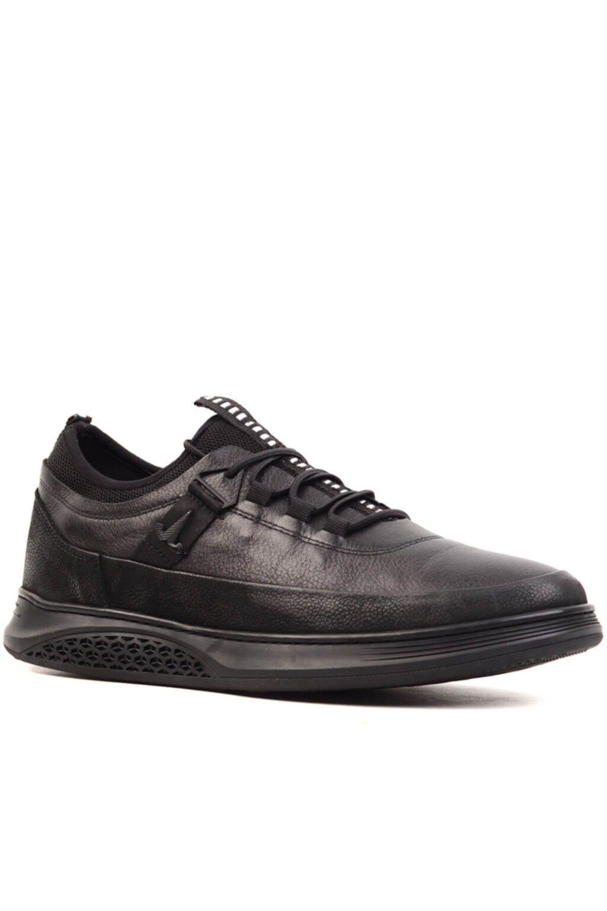 12580 Hakiki Deri Erkek Günlük Sneaker Ayakkabı Siyah
