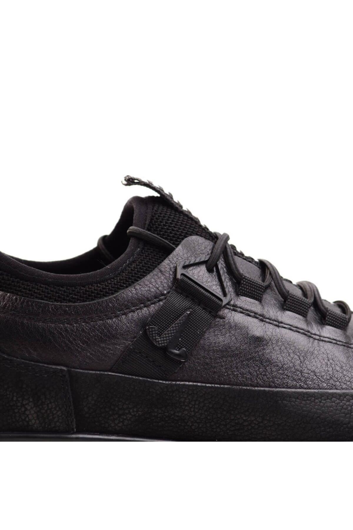 12580 Hakiki Deri Erkek Günlük Sneaker Ayakkabı Siyah