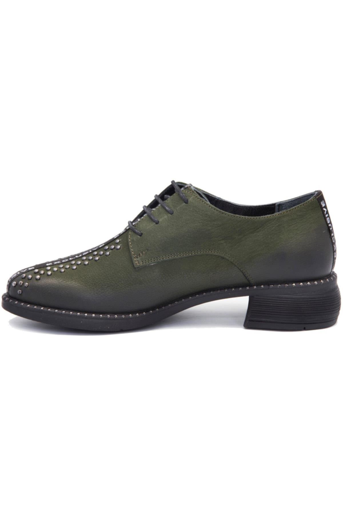 1951310 Kadın Hakiki Deri Smart Casual Ayakkabı Haki