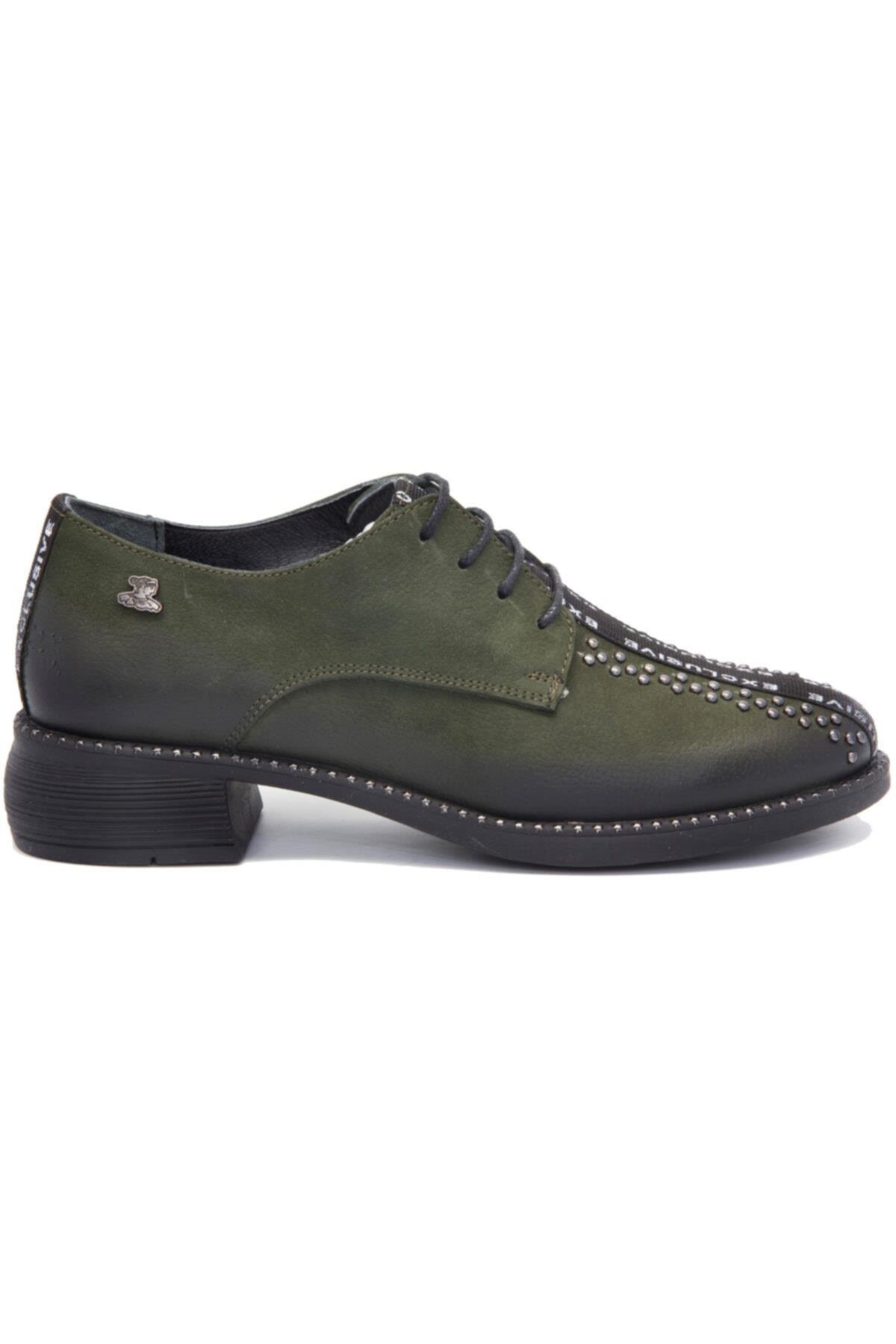 1951310 Kadın Hakiki Deri Smart Casual Ayakkabı Haki