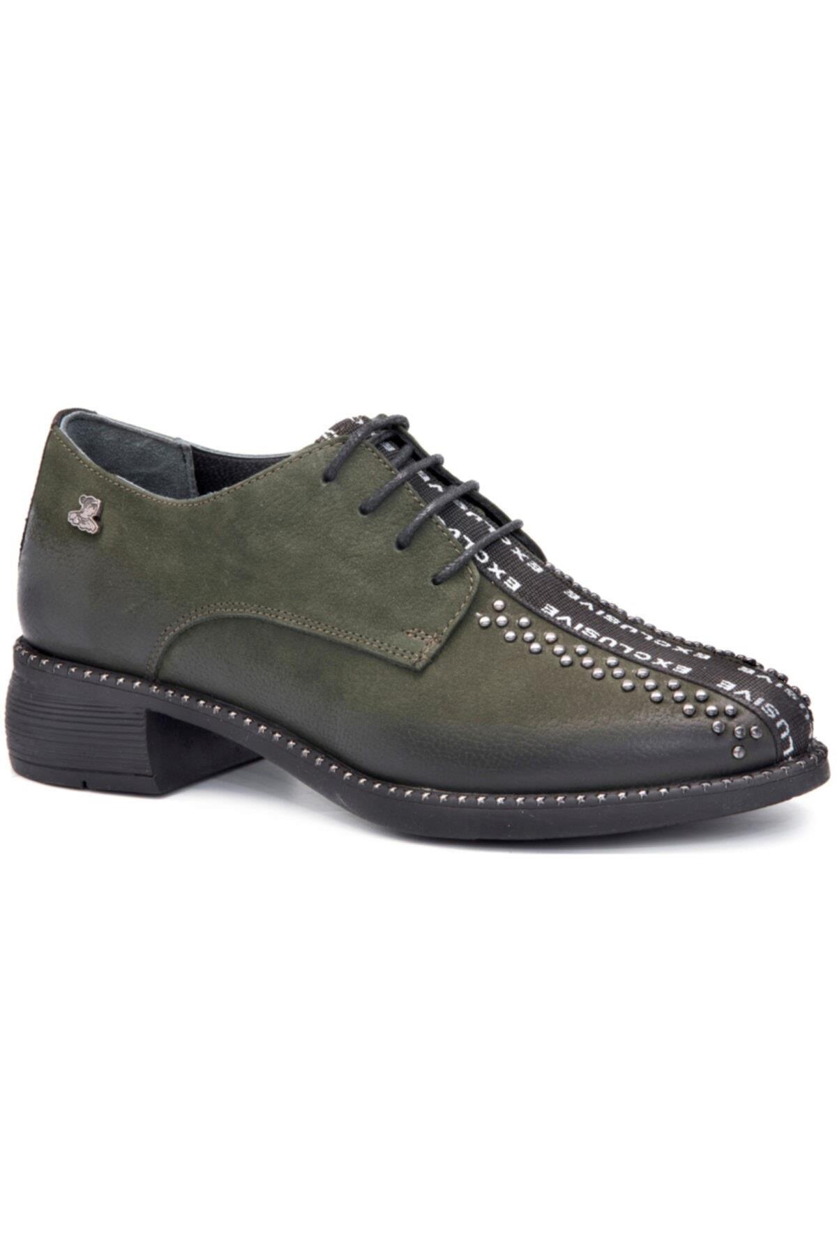 1951310 Kadın Hakiki Deri Smart Casual Ayakkabı Haki