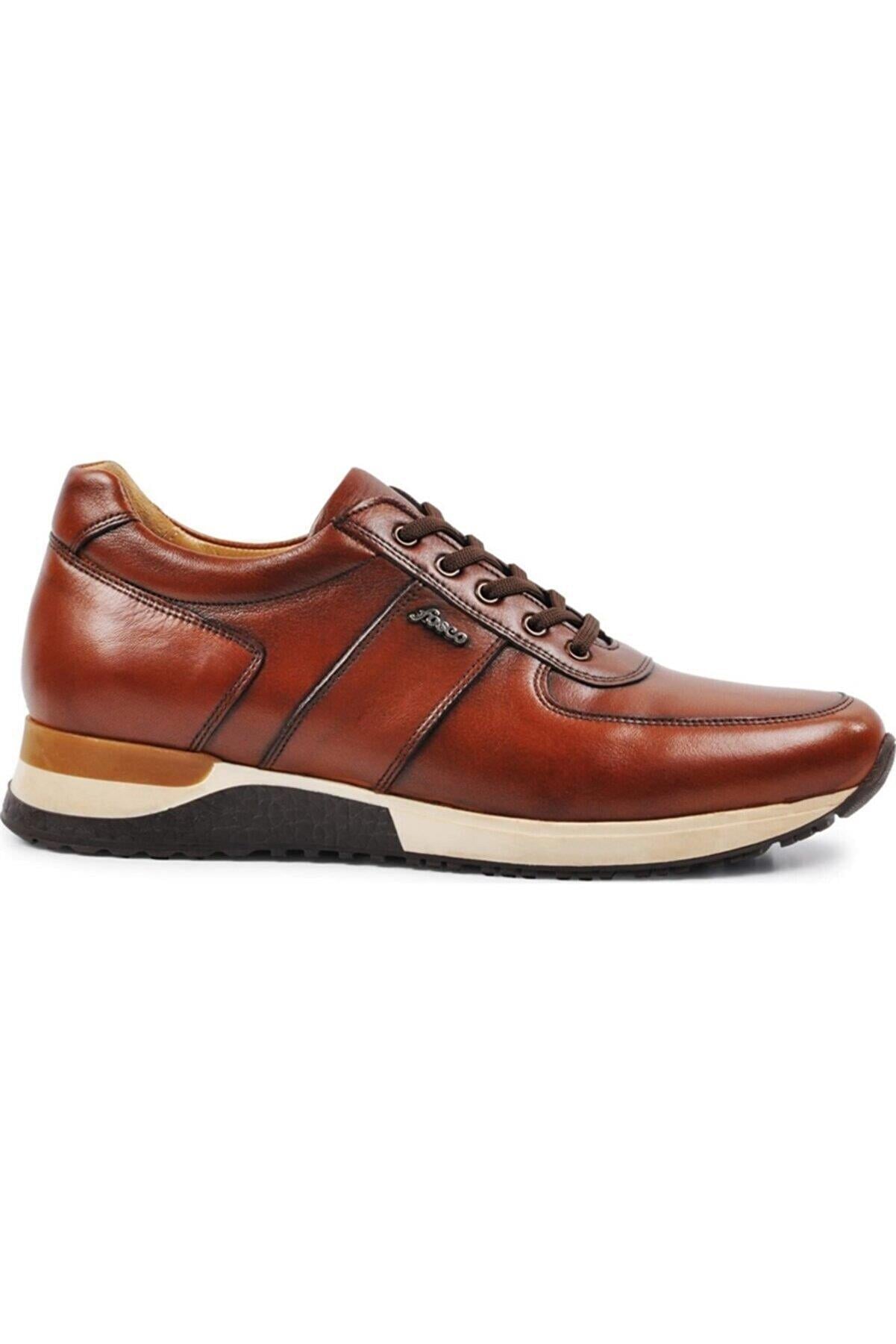 2101 Hakiki Deri  Erkek Sneaker Ayakkabı  Taba