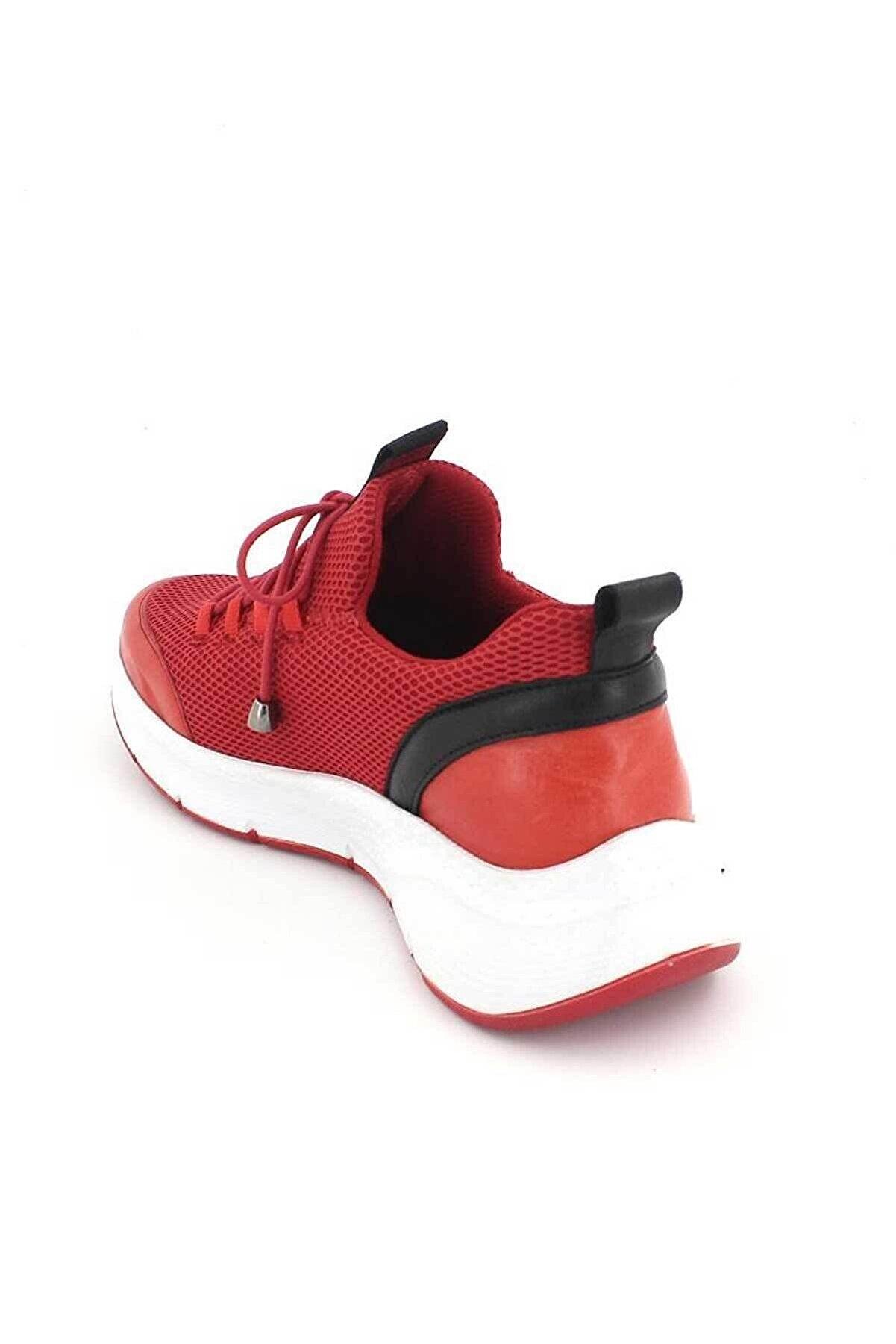2115004 Kadın Deri Streç Sneaker Spor Ayakkabı Kırmızı