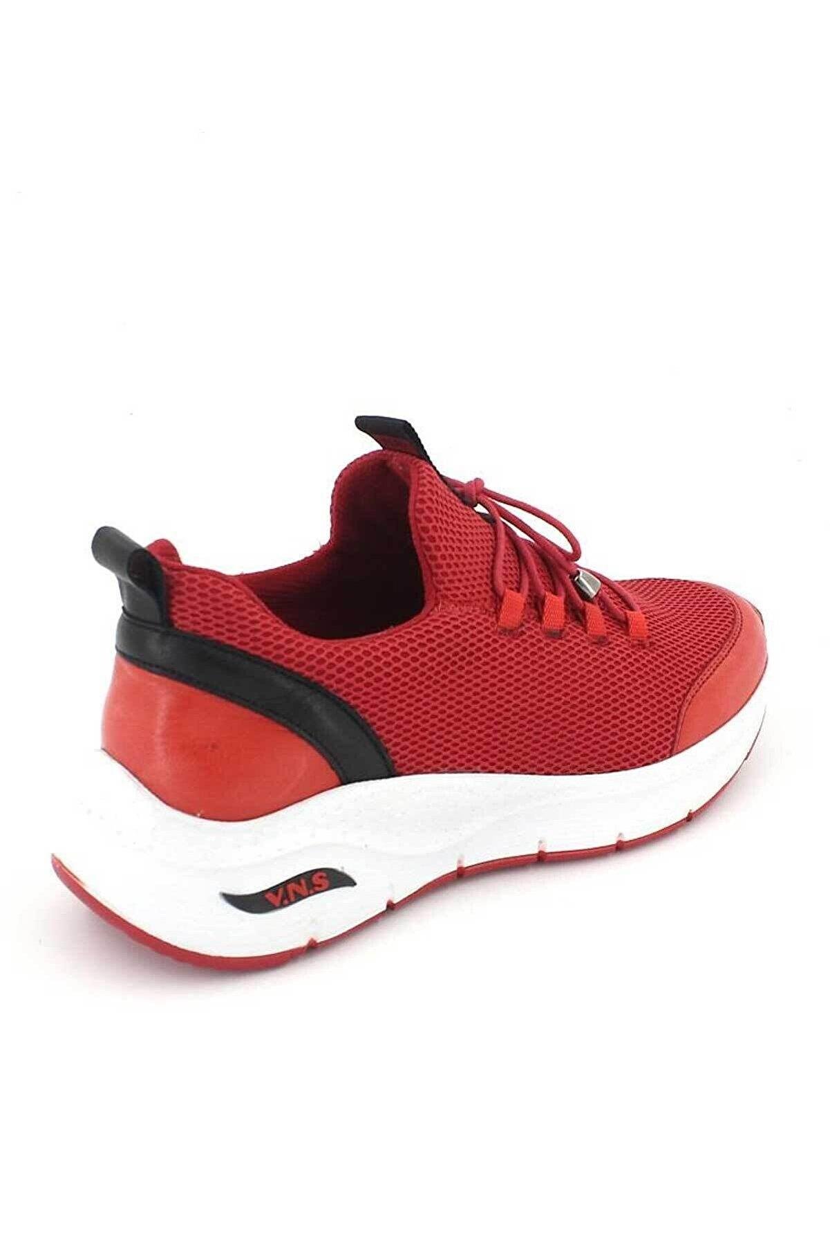 2115004 Kadın Deri Streç Sneaker Spor Ayakkabı Kırmızı