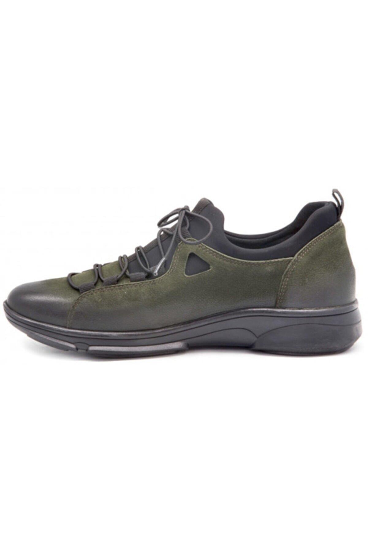 2151201 Hakiki Deri Kadın Smart Casual Ayakkabı Yeşil