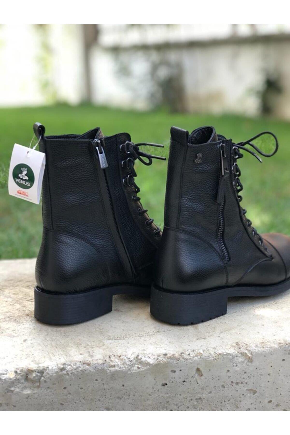 2154601 Günlük Kadın Hakiki Deri Bot Siyah
