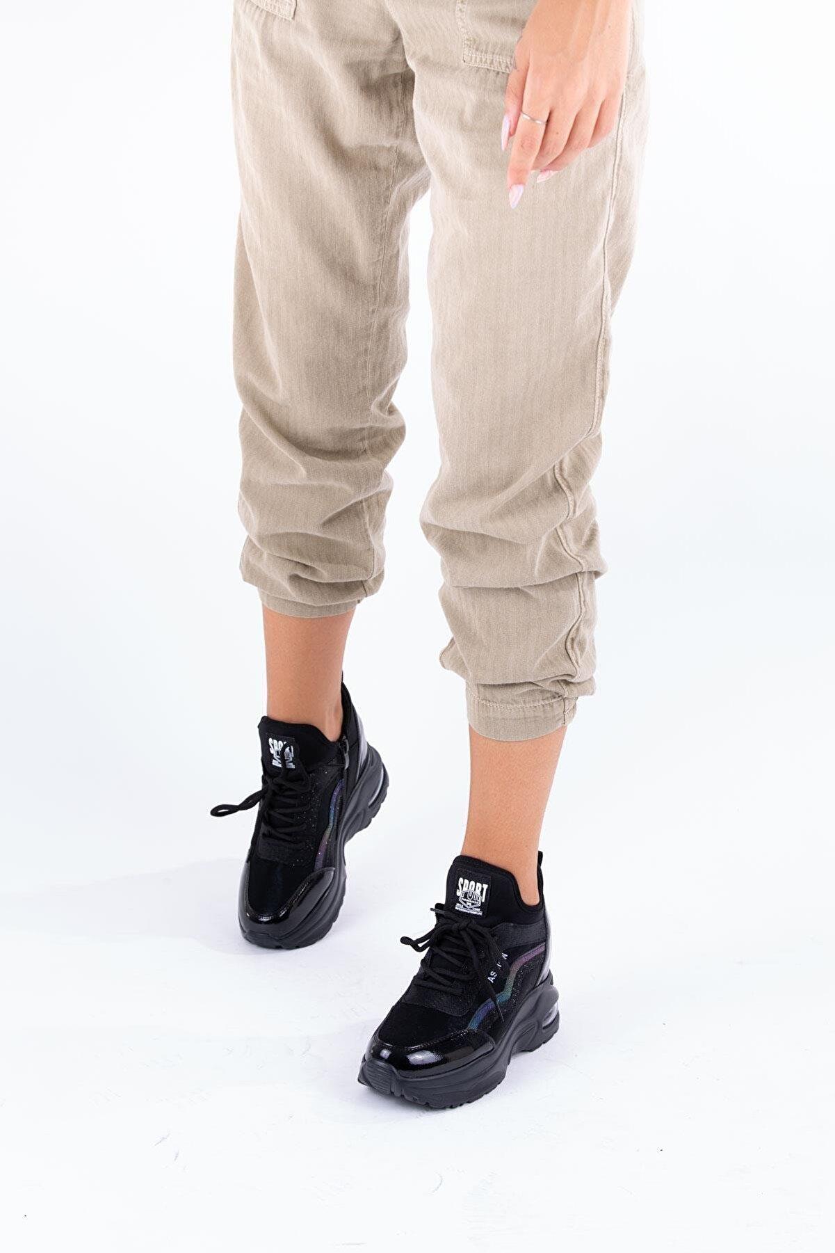 21K300-4 Kadın Fashion Spor Bot Siyah