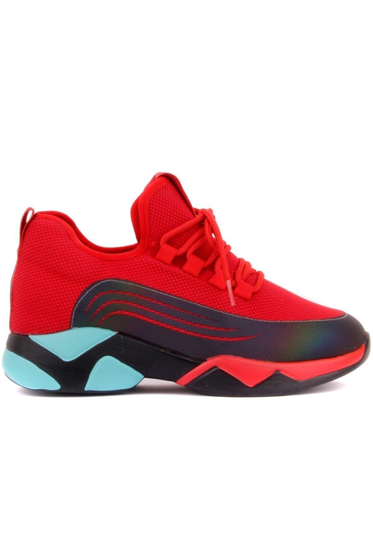 21K399 Kadın Günlük Sneaker Spor Ayakkabı Kırmızı
