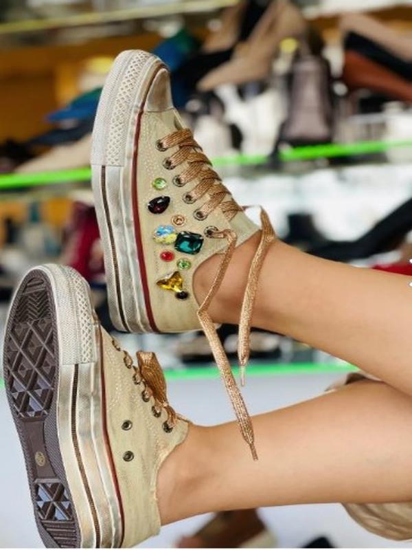 22K271-1 Kadın Converse Günlük Spor Ayakkabı Bej