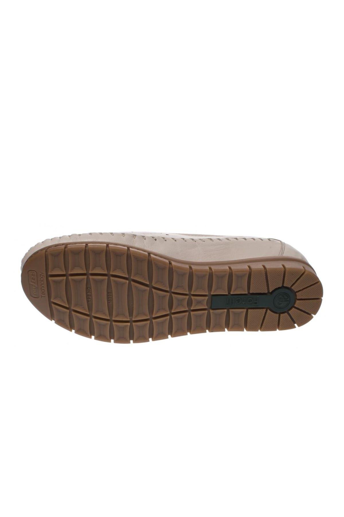 23424 Hakiki Doğal Deri Kadın Comfort Ayakkabı Bej