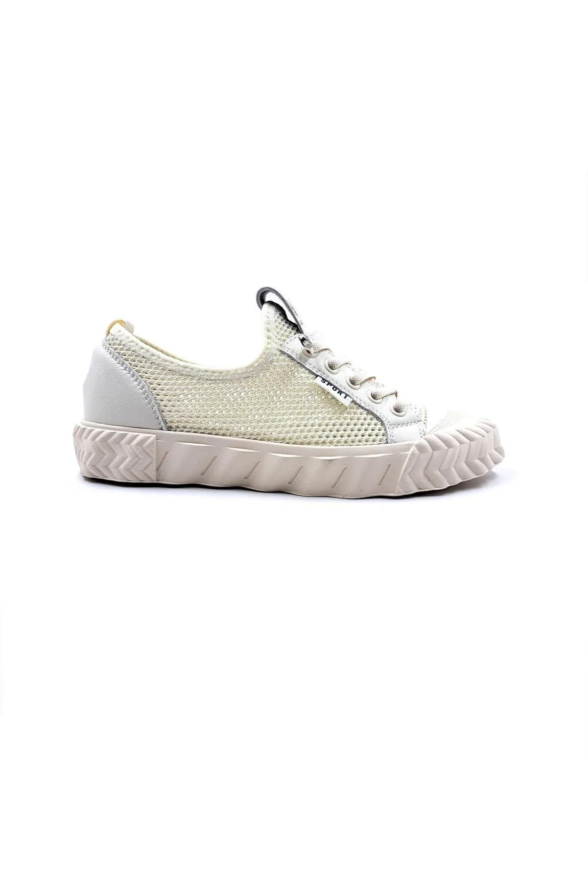 23Y386 Yazlık Fileli Kadın Sneaker Spor Ayakkabı Beyaz