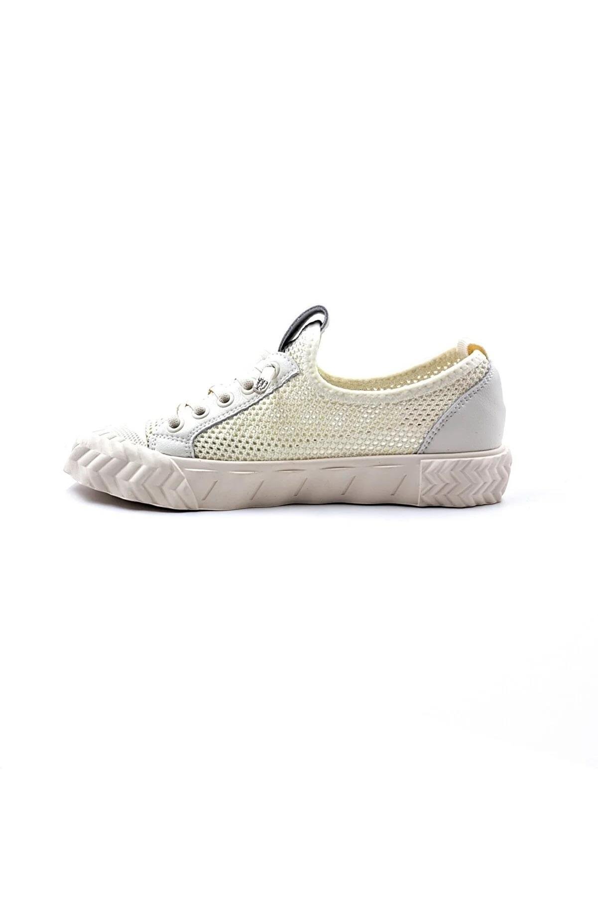 23Y386 Yazlık Fileli Kadın Sneaker Spor Ayakkabı Beyaz
