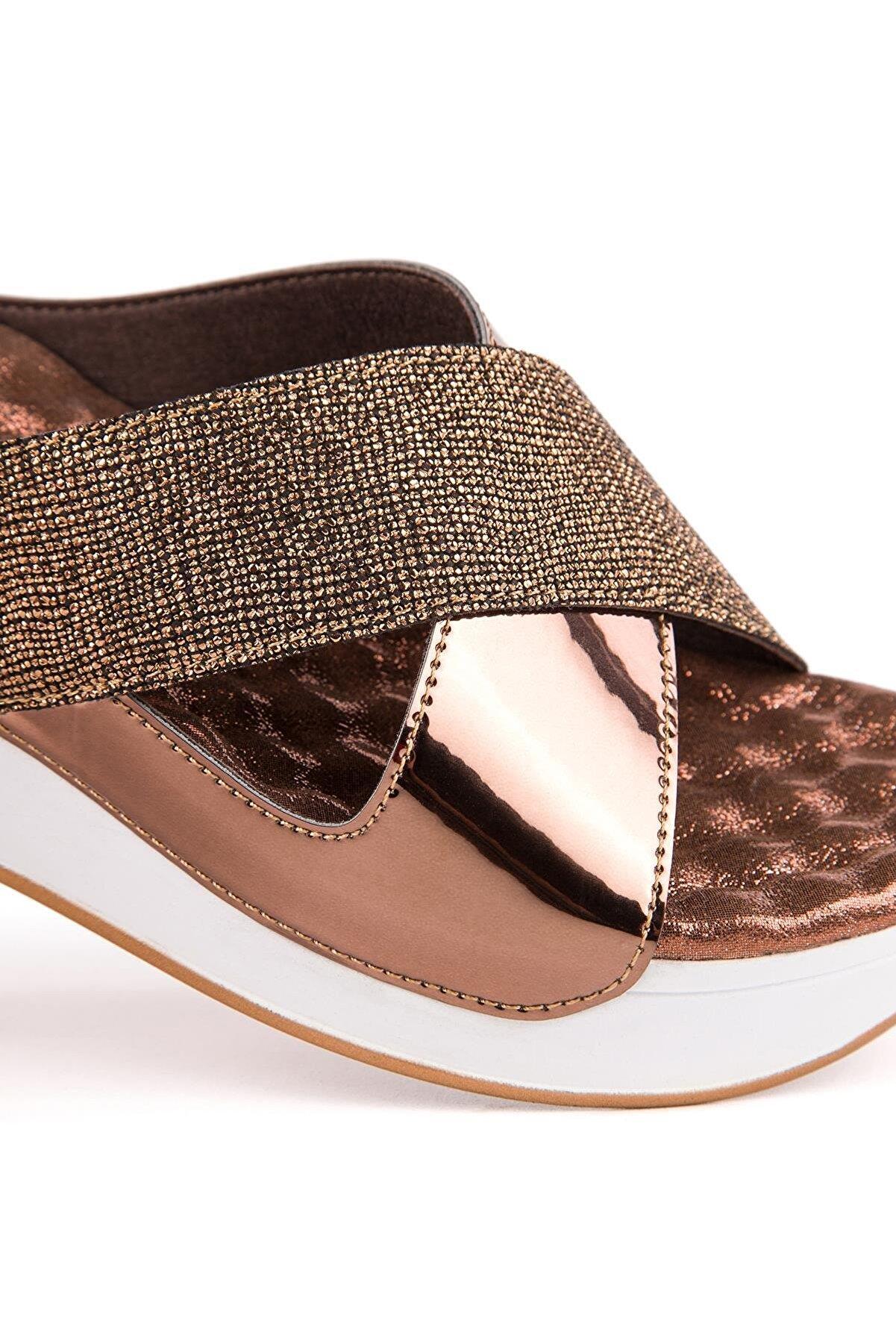 31169 Fly Anatomik Air Max Tabanlı Kadın Terlik  Bronz