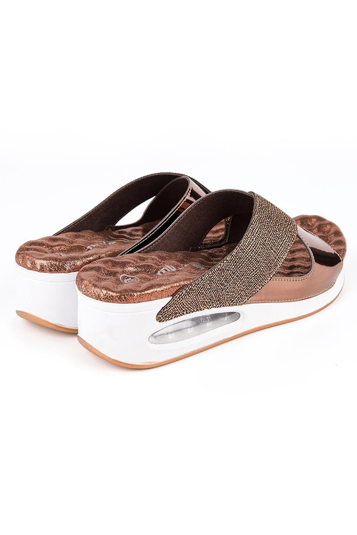31169 Fly Anatomik Air Max Tabanlı Kadın Terlik  Bronz