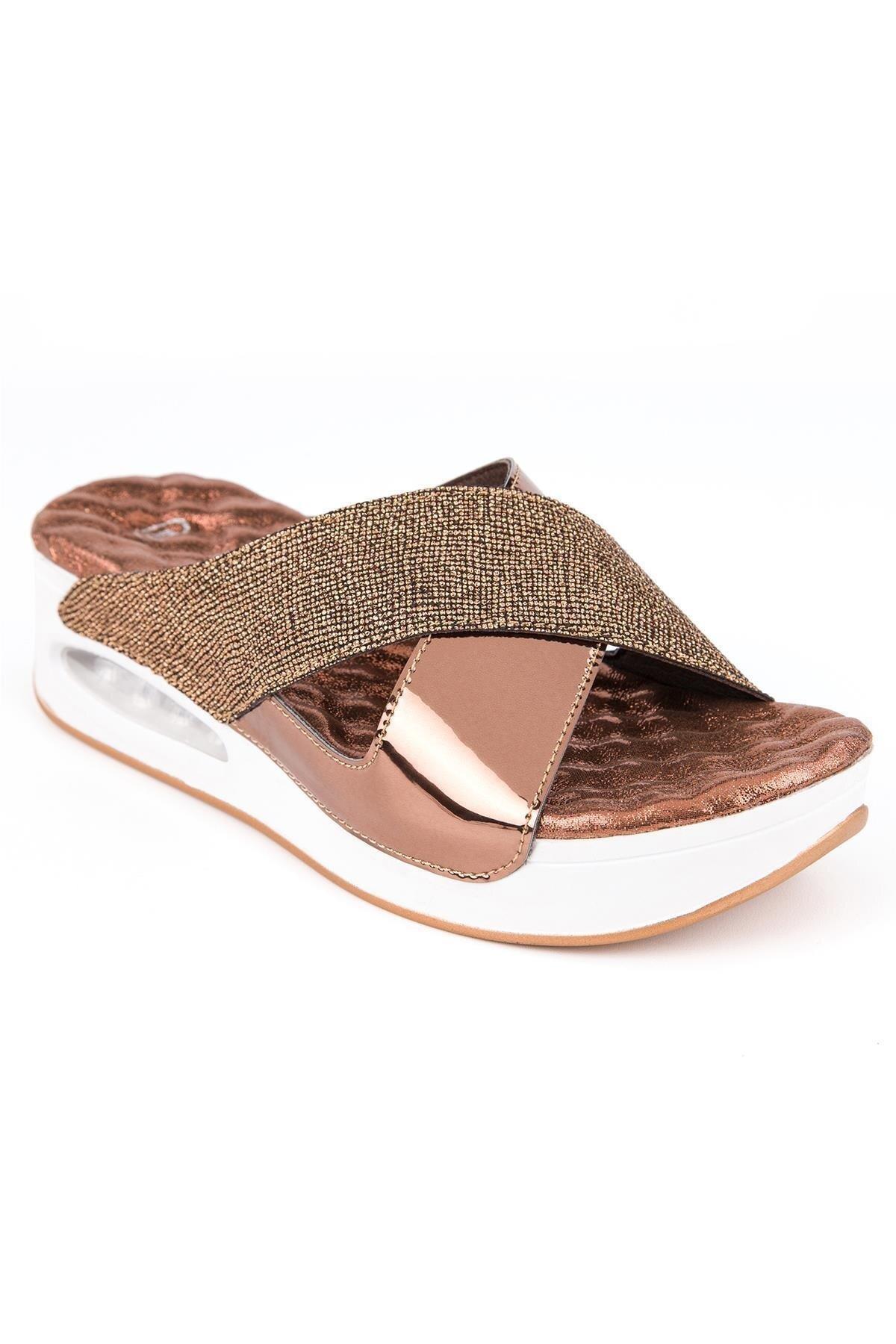31169 Fly Anatomik Air Max Tabanlı Kadın Terlik  Bronz