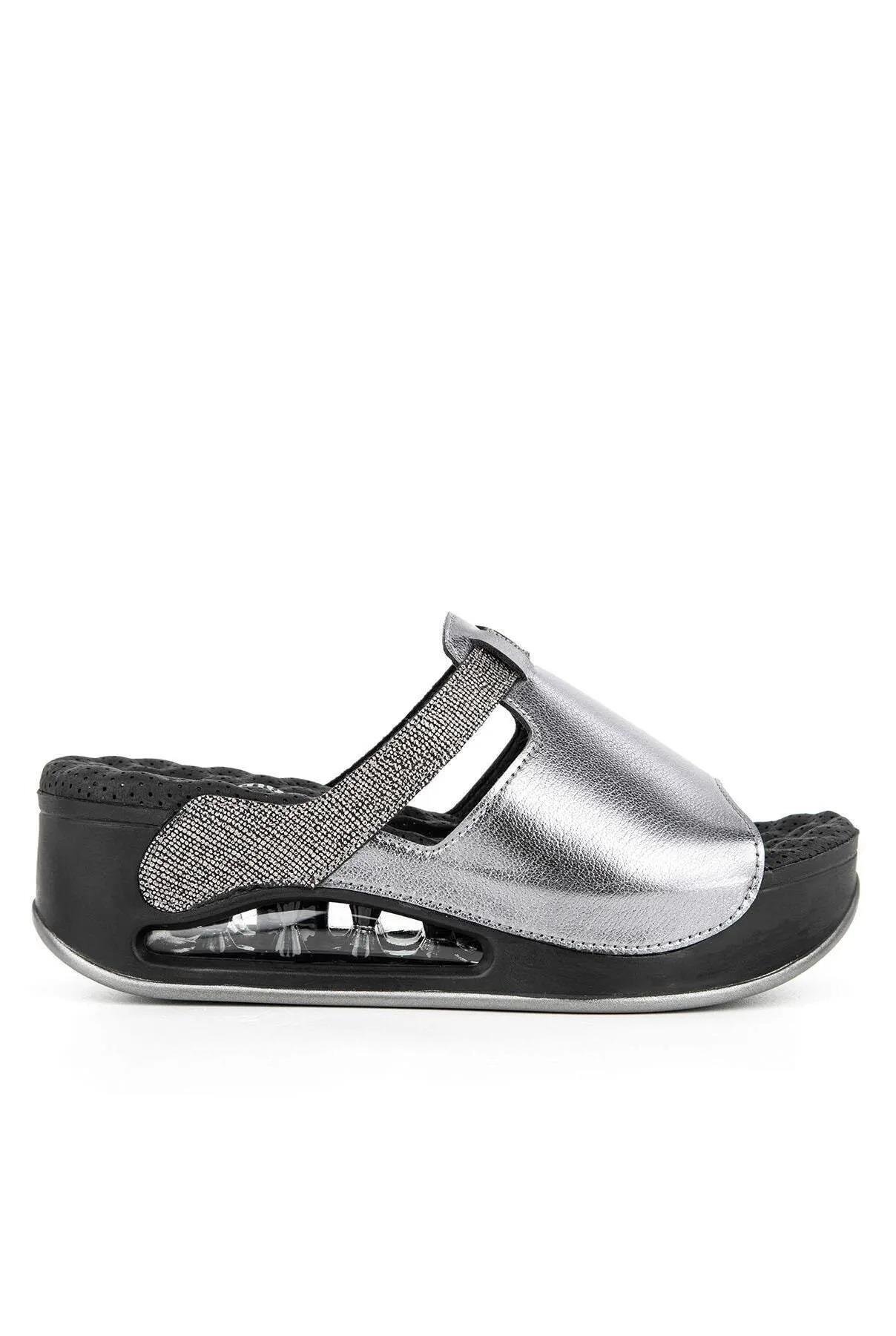 31214 Libra Anatomik Air Max Tabanlı Kadın Terlik  Kurşun