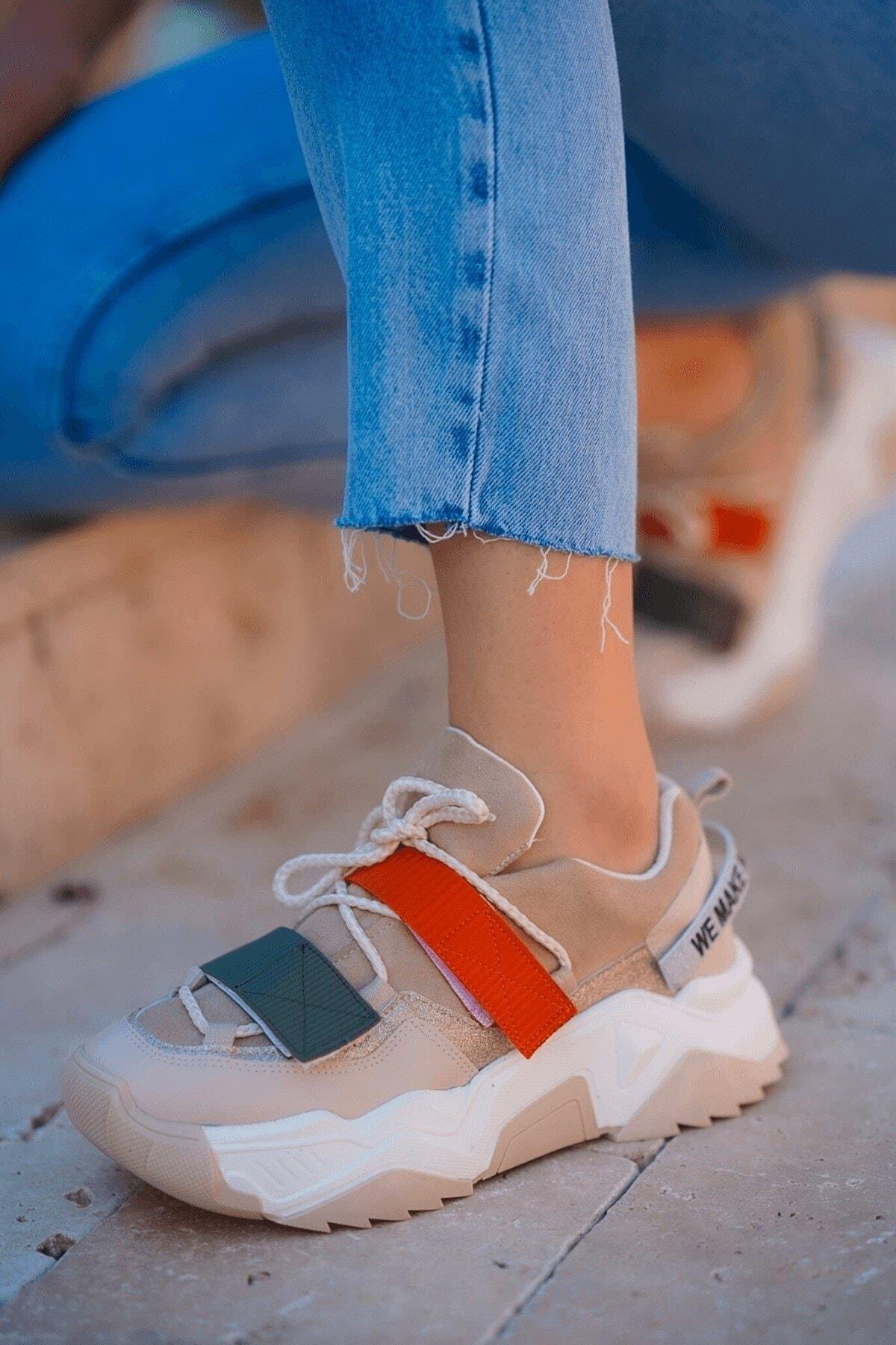65140 Kadın Fashion Sneaker Spor Ayakkabı Bej