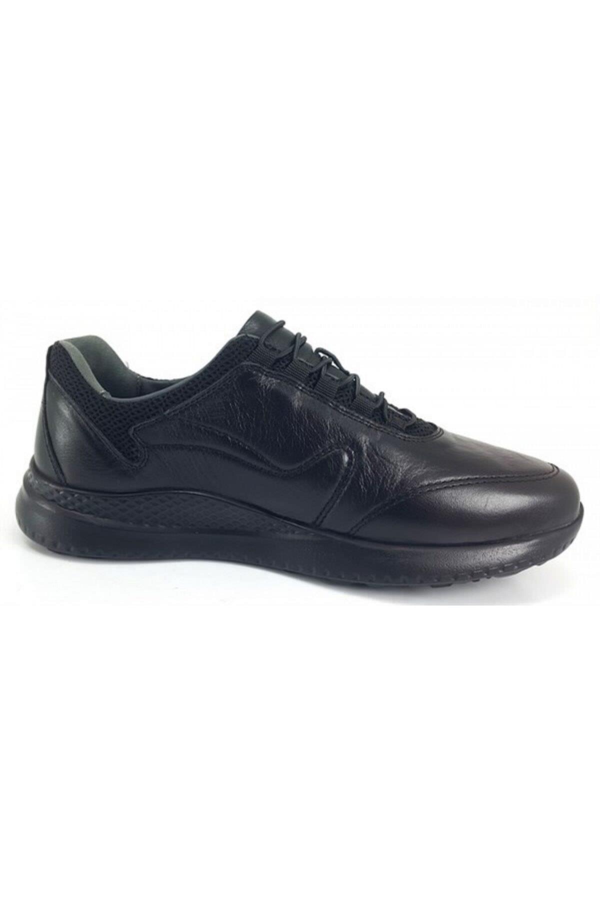 M47906 Hakiki Deri Erkek Comfort Spor Ayakkabı Siyah
