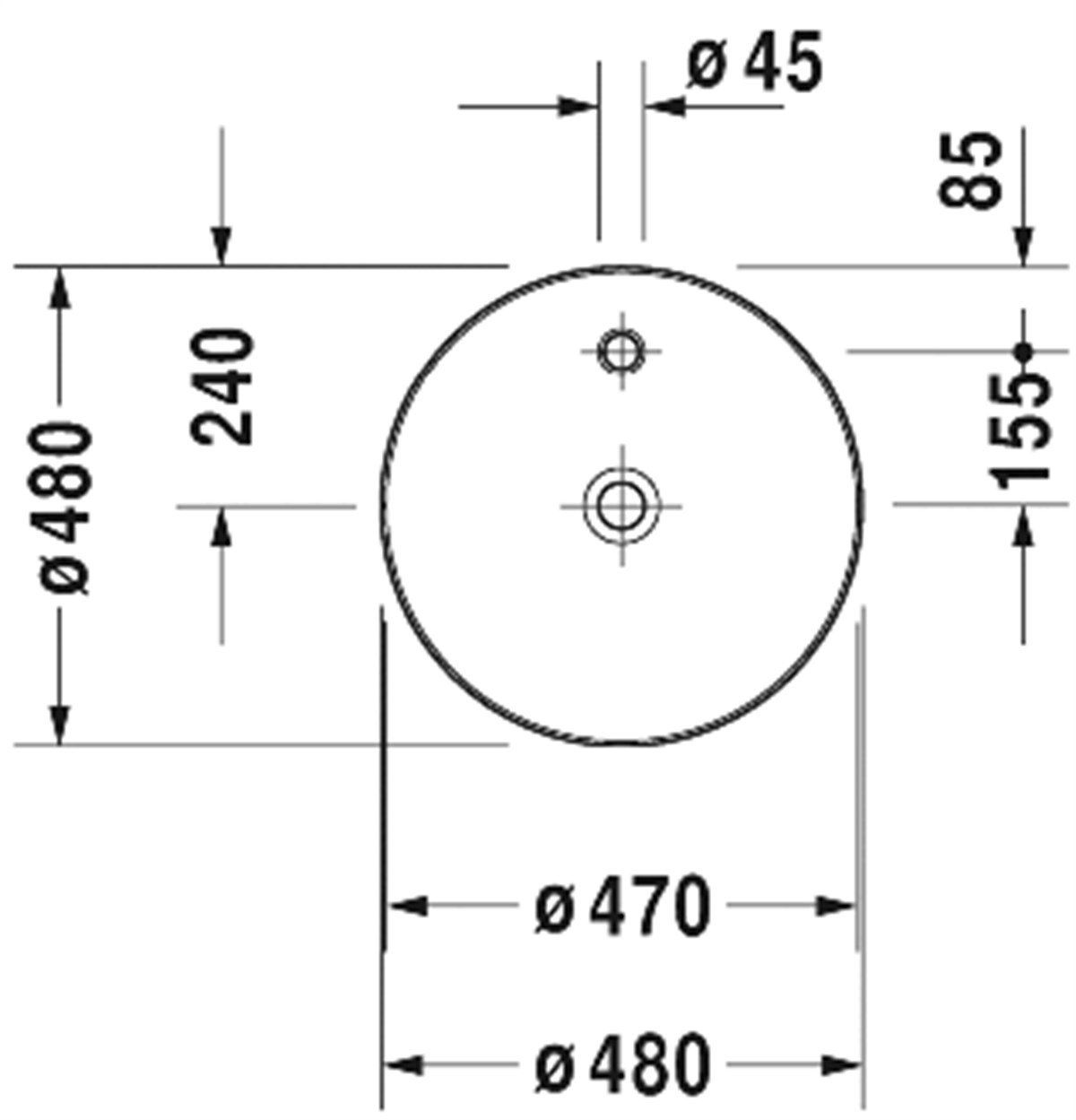 DURAVİT CAPE COD Q48cm ÇANAK LAVABO