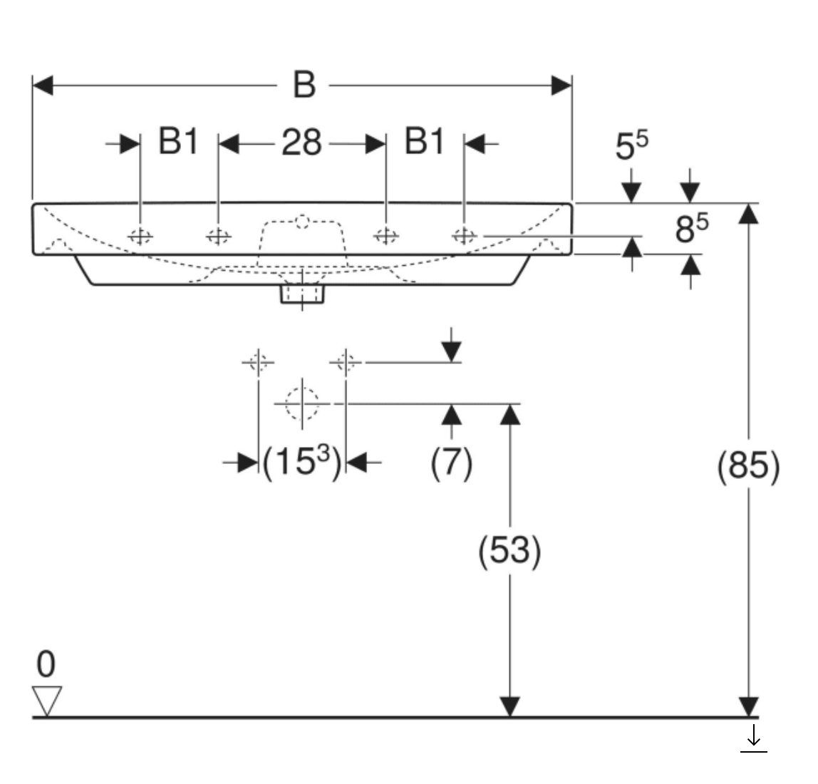 GEBERİT ETAJERLİ LAVABO 75 CM