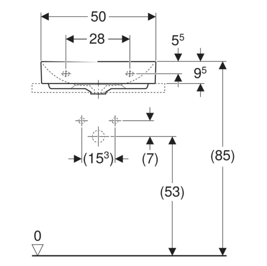 GEBERİT ONE ÇANAK LAVABO DİKEY ÇIKIŞLI