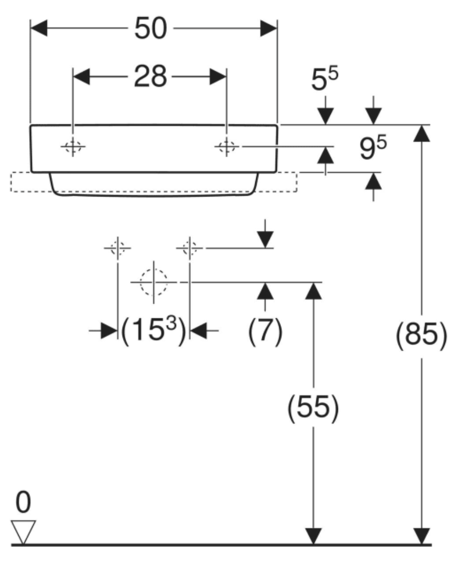 GEBERİT ONE ÇANAK LAVABO YATAY ÇIKIŞLI 