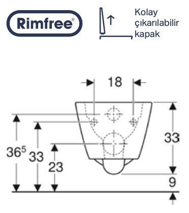 GEBERİT SMYLE SQUARE RİMFREE ASMA KLOZET SET