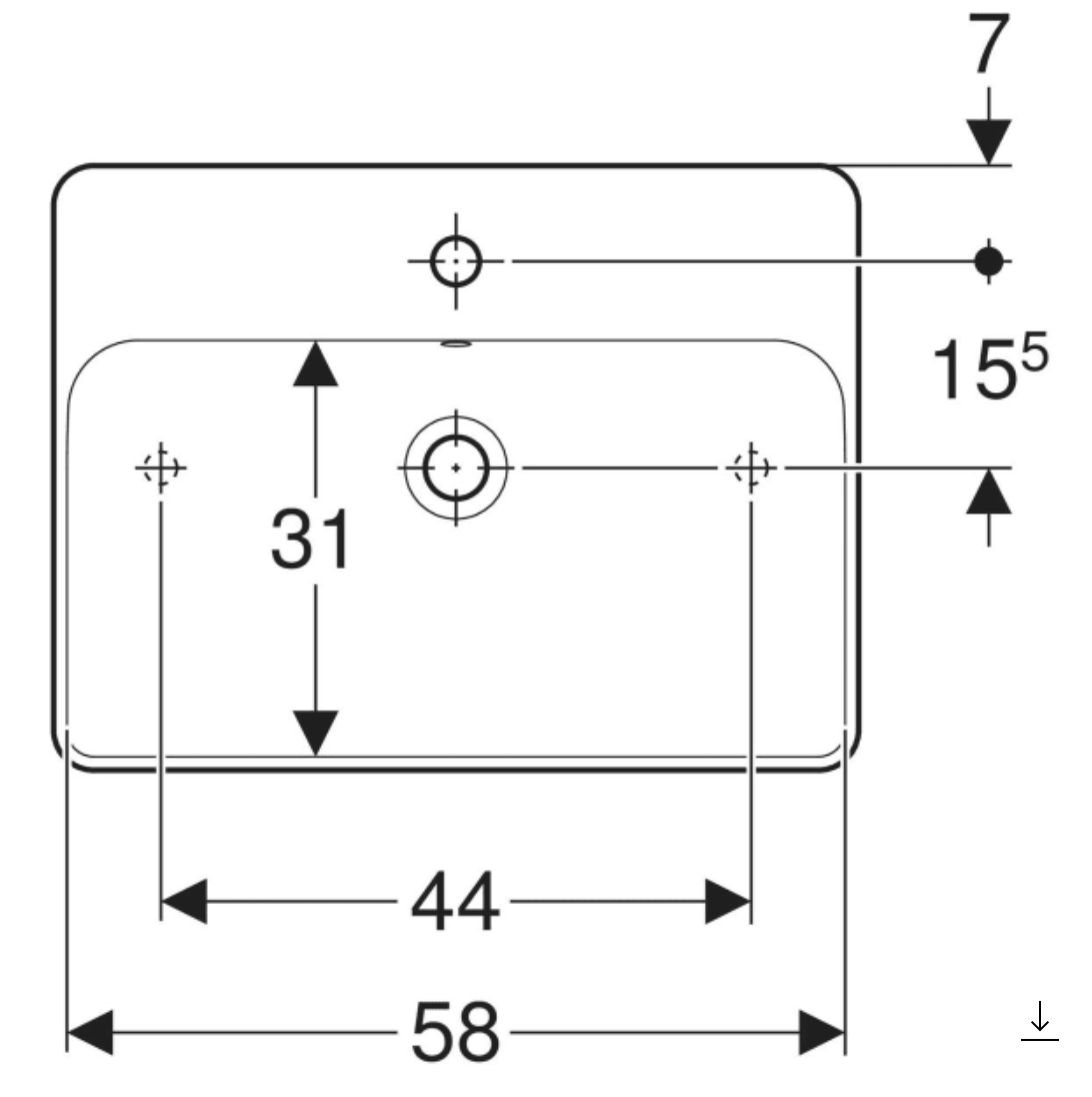 GEBERİT VARİFORM DİKDÖRTGEN BATARUA BANKLI ÇANAK LAVABO