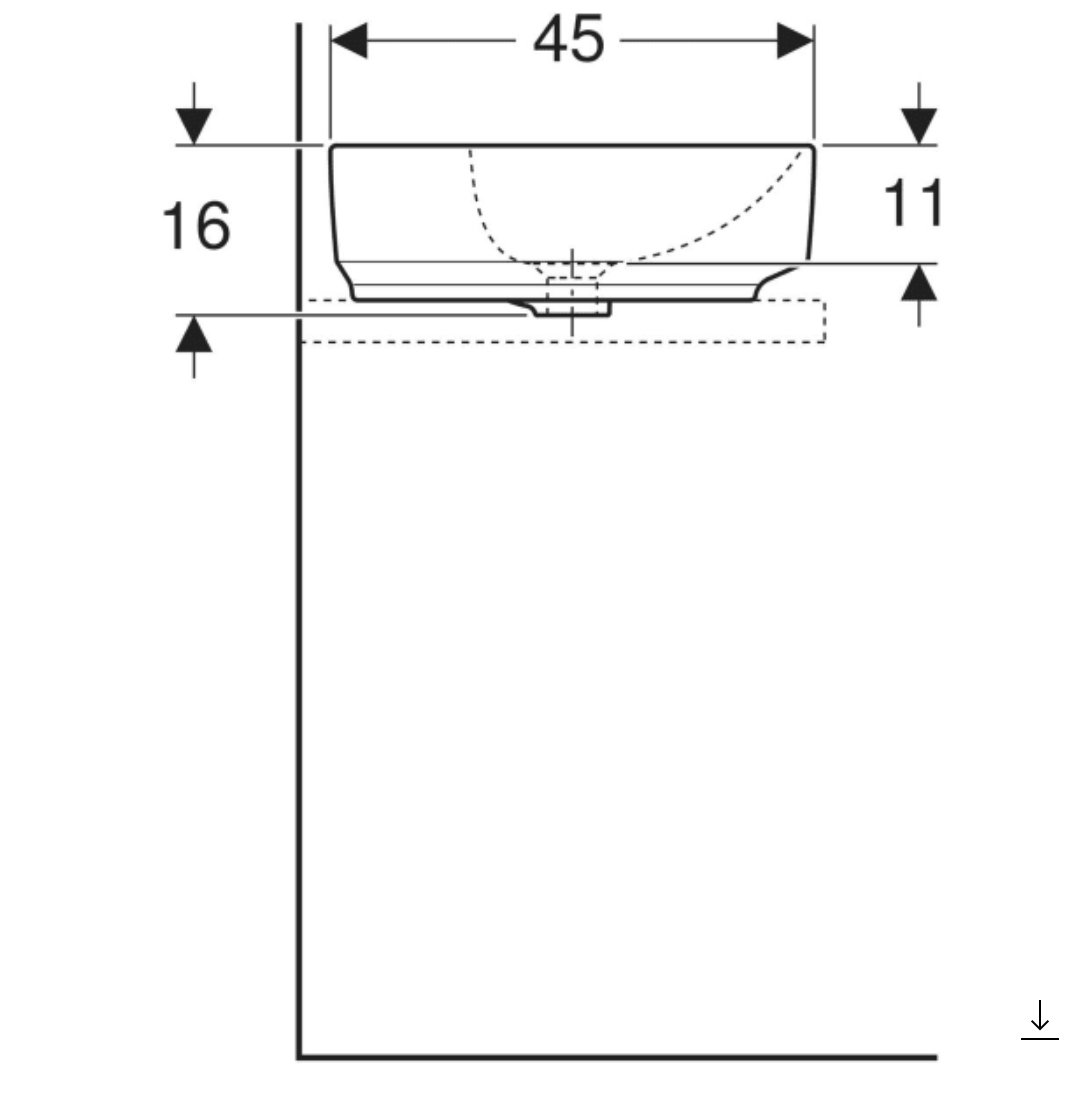 GEBERİT VARİFORM DİKDÖRTGEN BATARUA BANKLI ÇANAK LAVABO