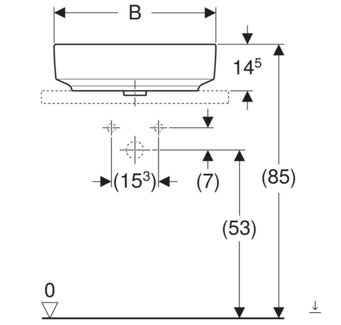 GEBERİT VARİFORM ELİPTİK BATARYA BANKLI ÇANAK LAVABO