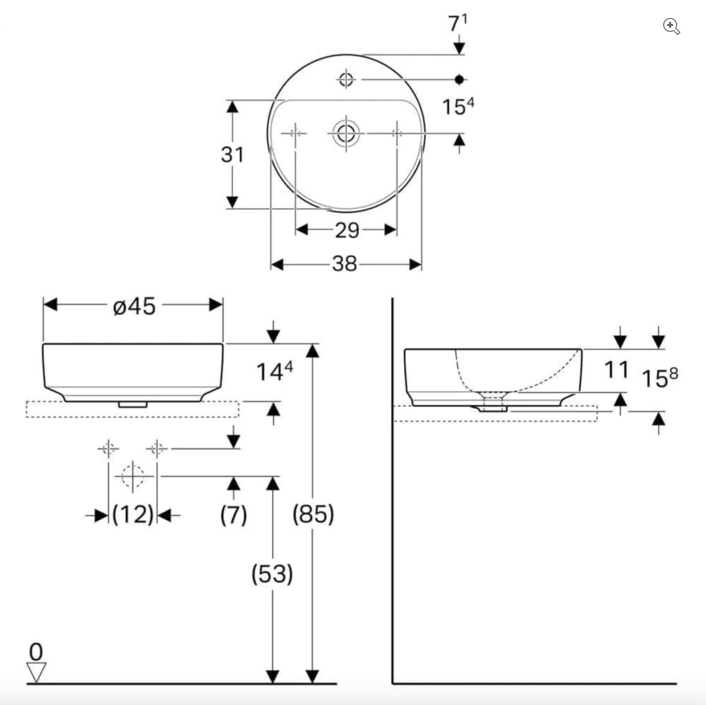 GEBERİT VARİFORM YUVARLAK ÇANAK LAVABO