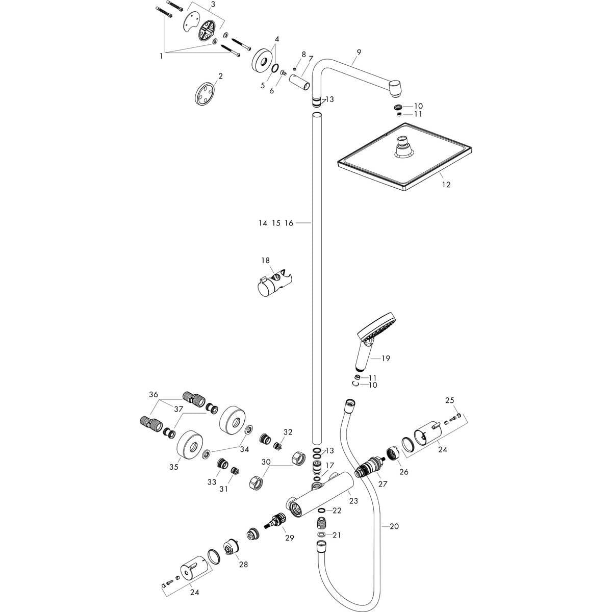 HANSGROHE CROMETTA E DUS KOLONU 240 1JET ECOSMART TERMOSTAT ILE