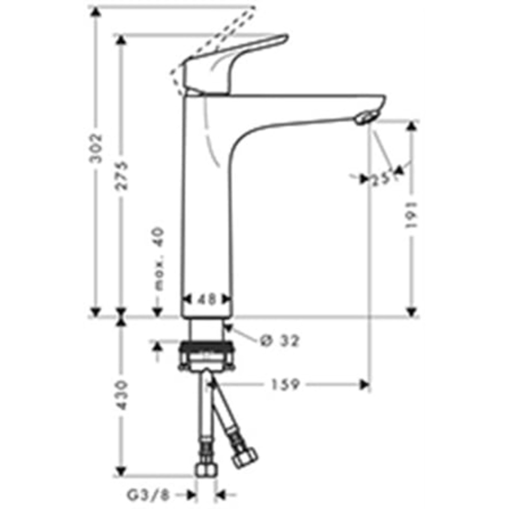 HANSGROHE FOCUS KUMANDASIZ TEK KOLLU LAVABO BATARYASI