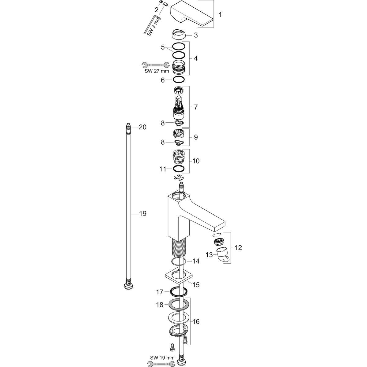 HANSGROHE METROPOL TEK KOLLU LAVABO BATARYASI KÜÇÜK LAVABOLAR İÇİN