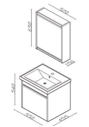 LİNE ART MARS 550 SET BANYO MOBİLYASI