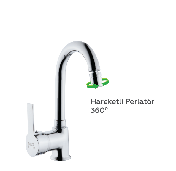 Mix Hareketli Perlatör Kuğu Lavabo Bataryası