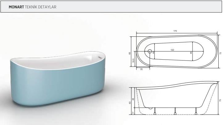 MONART BAĞIMSIZ KÜVET 72X175