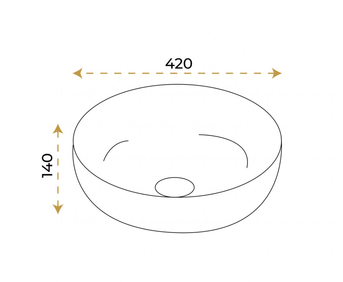 Paluci Lisa Matt Black Gold Yuvarlak Lavabo