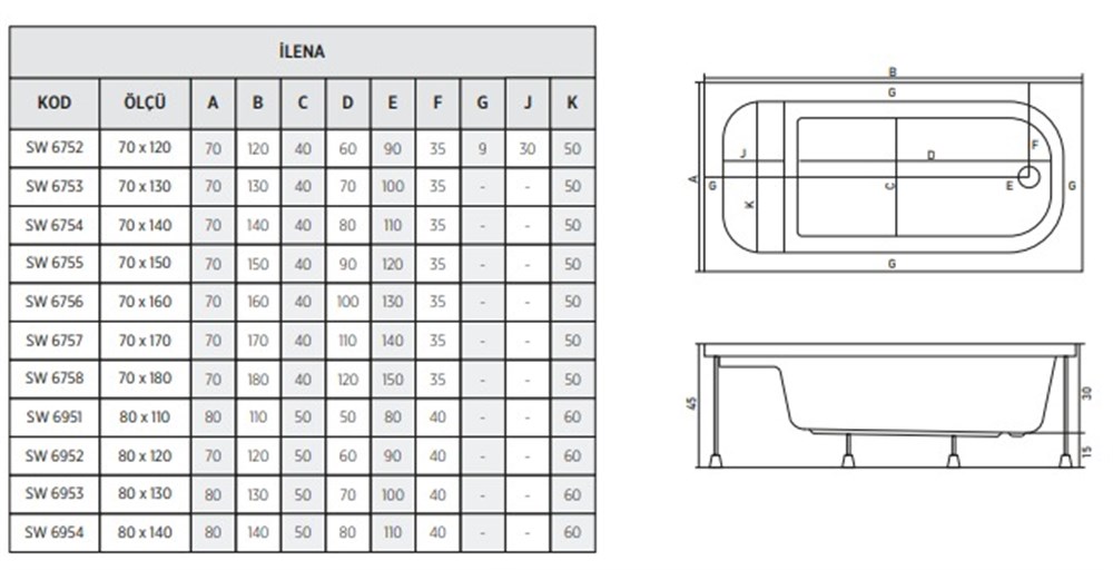 SHOWER LİGURİAN DİKDÖRTGEN DÜZ KÜVET