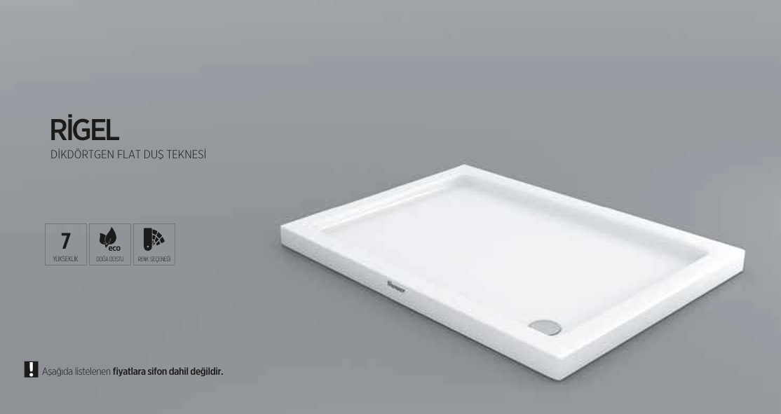 SHOWER RİGEL DİKDÖRTGEN FLAT DUŞ TEKNESİ