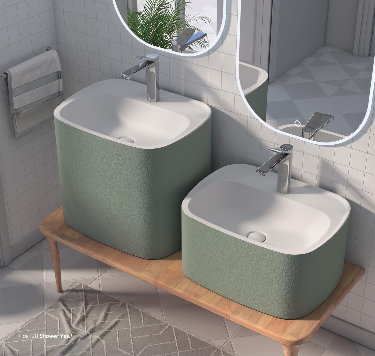 TİOS 120 CM ÖZEL TASARIM RENKLİ ÇİFT LAVABO